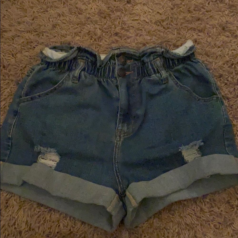 super high waisted paper bag shorts